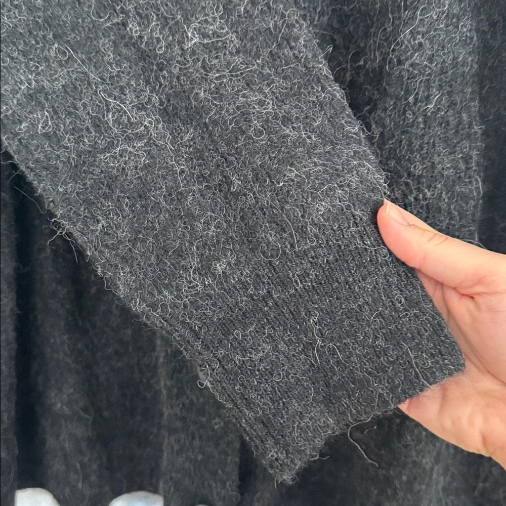 Cozy Black Button-Up Cardigan Grandpa sweater Ulla Popken